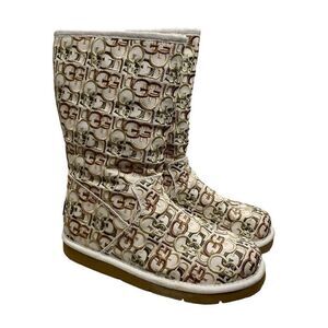 UGG Classic Tall 5510‎ Monogrammed Logo Embroider Canvas Winter Boots Zip 7